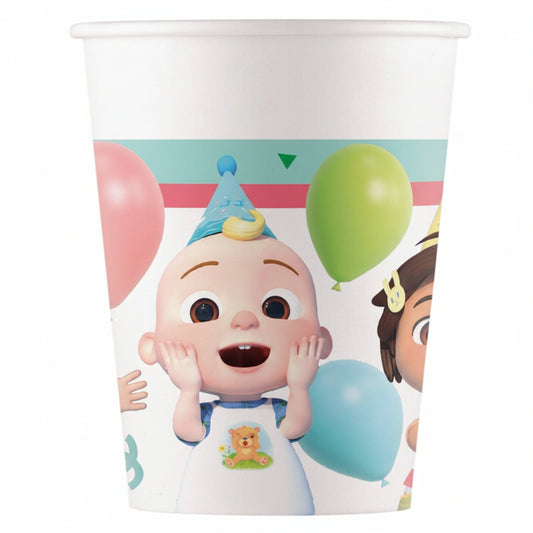 Vasos de Papel Cocomelon Cumple 200ml Pack 8 uds