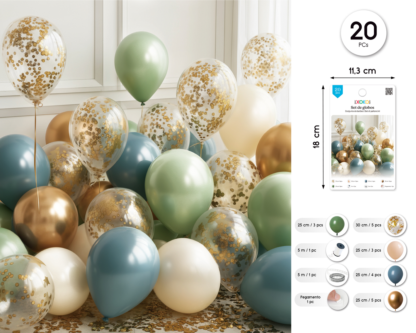 SET Globos Multicolor 20 uds