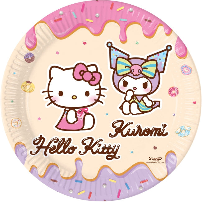 Platos Hello Kitty y Kuromi 23cm 8uds