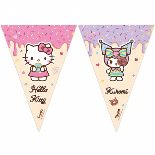 Banderín Papel Hello Kitty y Kuromi 2,3m