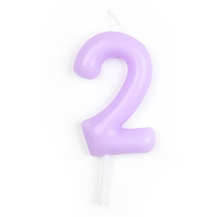 Vela Número Cumpleaños Morado Pastel 6 cm