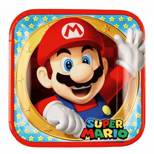 Platos 23cm Super Mario Cuadrado 8uds