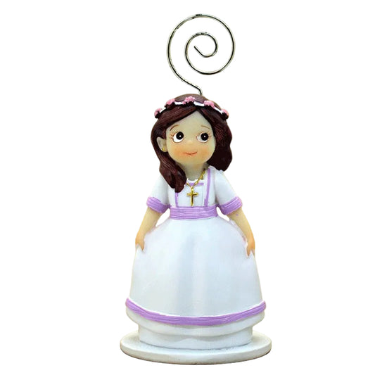 Sujeta-Tarjetas Niña Primera Comunión Fajín Lila 9cm