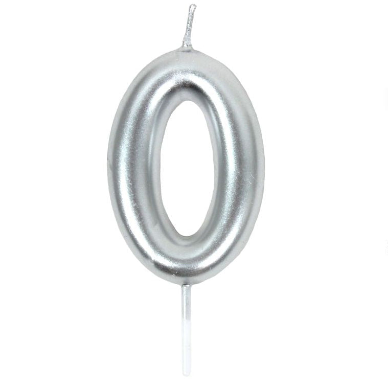 Vela Números 0-9 Plateado 6 cm