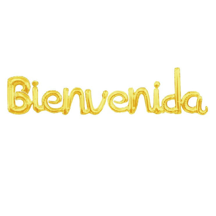 Pack Globo Mylar Bienvenida Dorado 131 x 29 cm