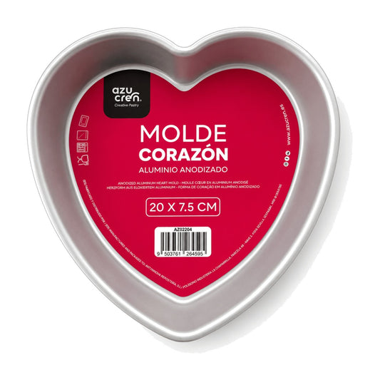 Molde Corazón de Aluminio Anodizado 7,5 cm de Altura - 20 x 7,5 cm