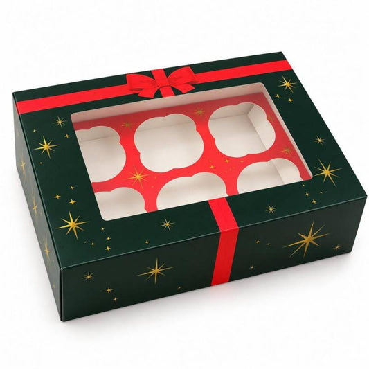 Caja Navidad para 6 Cupcakes Verde