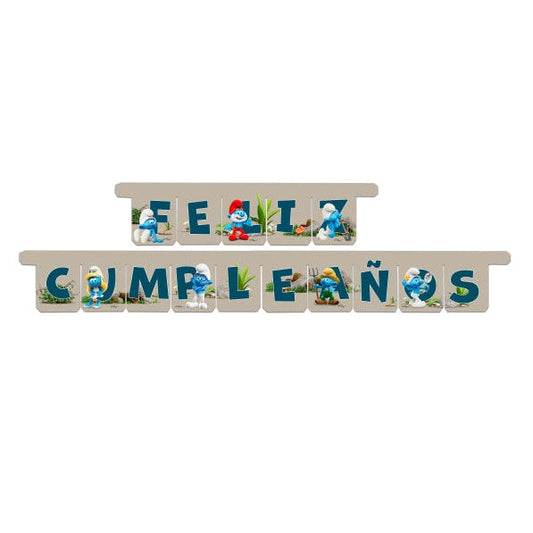 Guirnalda Feliz Cumpleaños Los Pitufos 3m