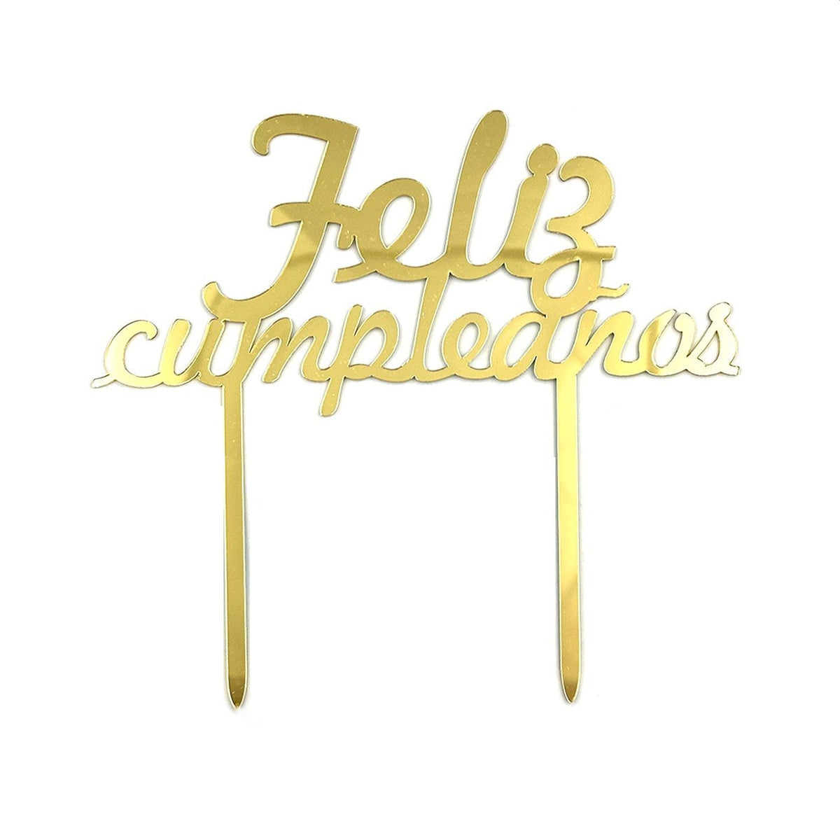 Topper Feliz Cumpleaños Acrílico Dorado 14 cm