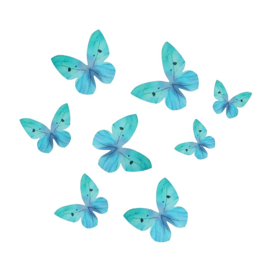 Mariposas y Flores de Azúcar 8 uds - Azul Ombré
