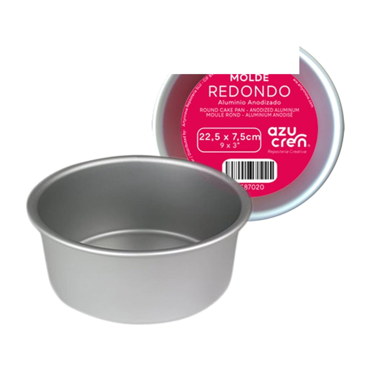 Molde Redondo de Aluminio Anodizado 7,5 cm de Altura - 22,5 x 7,5 cm