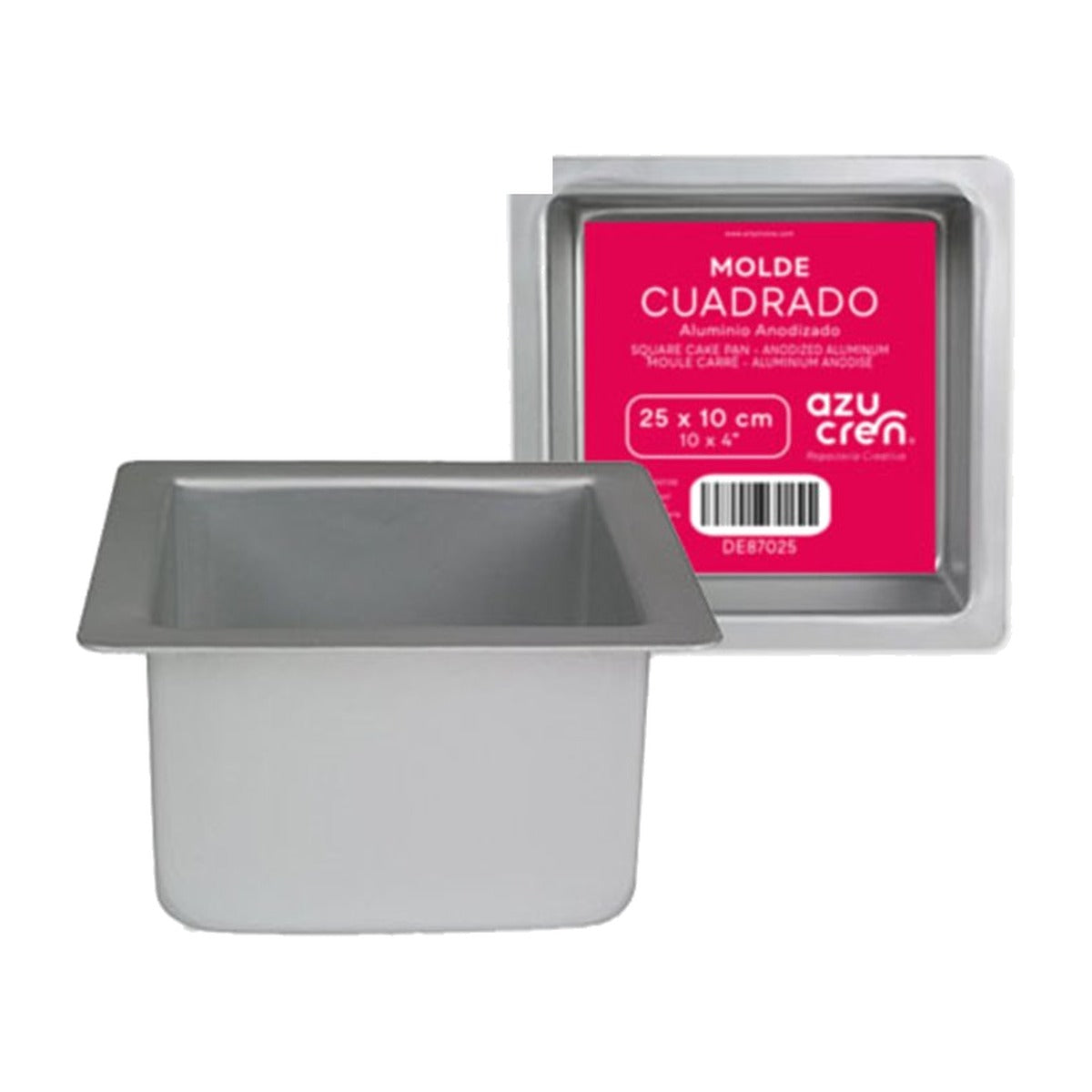 Molde Cuadrado de Aluminio Anodizado 25 x 10 cm