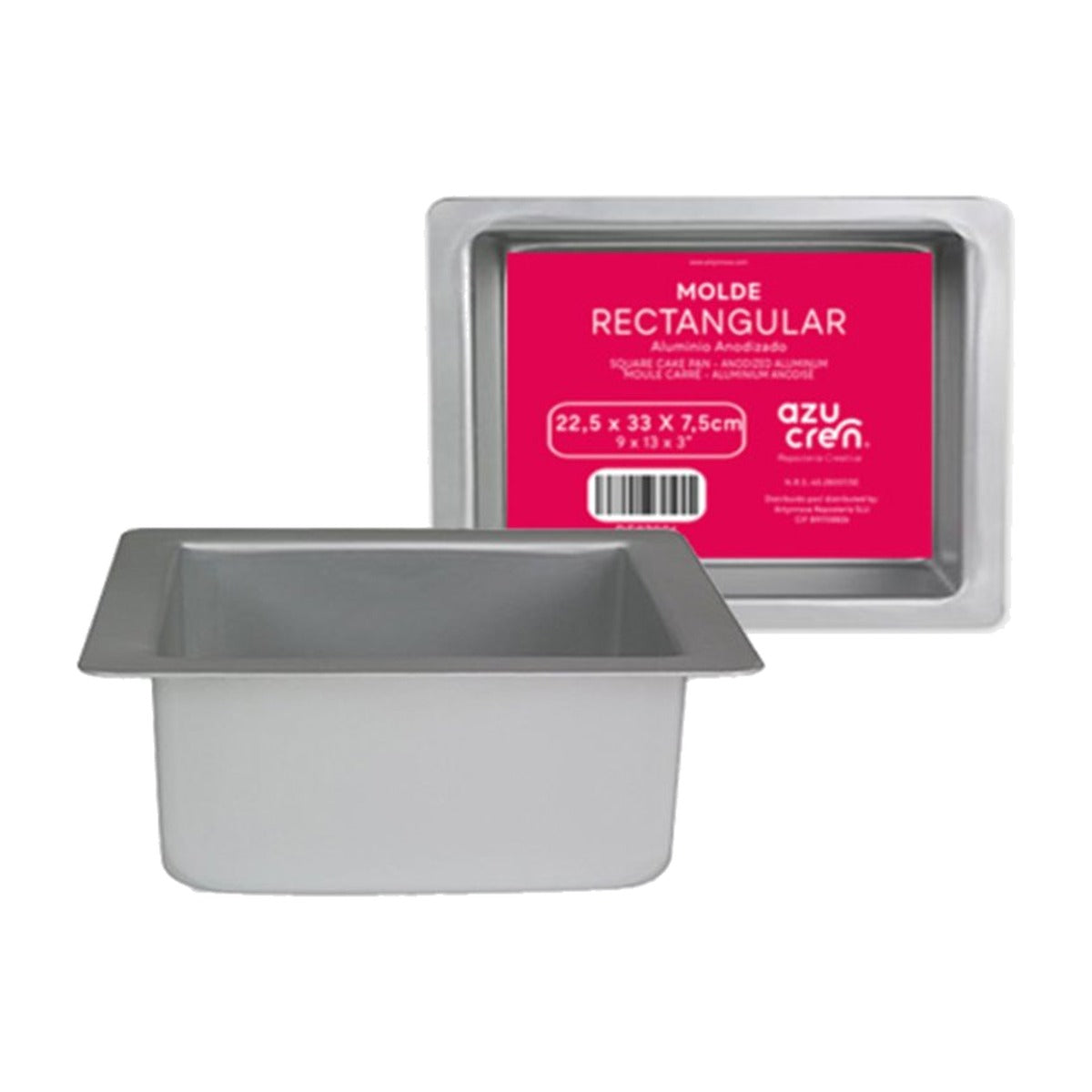 Molde Rectangular de Aluminio Anodizado - 22,5 x 33 x 7,5 cm