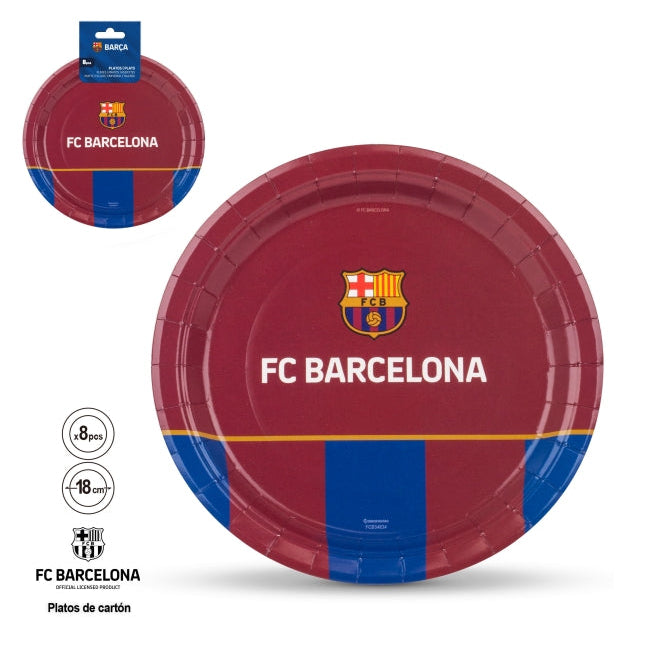Platos FC Barcelona Escudo Grana – Pack de 8 uds