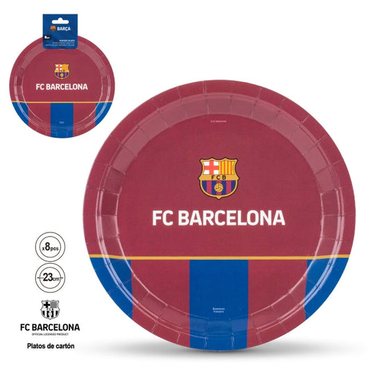 Platos FC Barcelona Escudo Grana – Pack de 8 uds