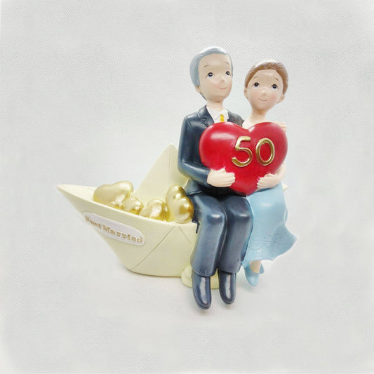 Figura Tarta 50 Aniversario Pareja en Barco 15 cm