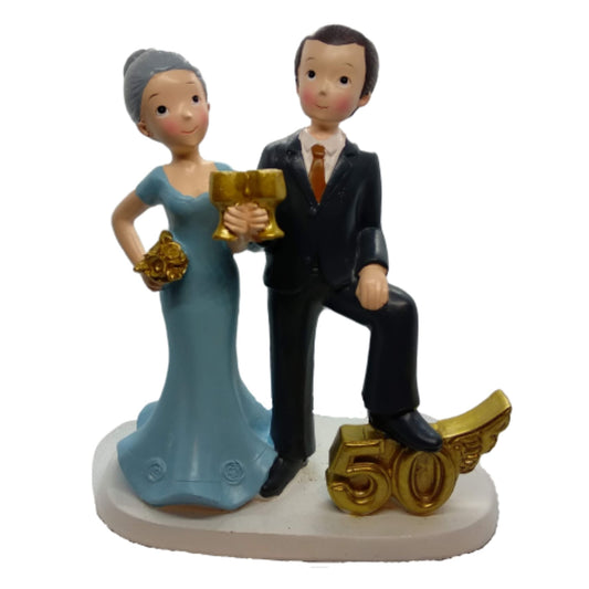 Figura Tarta 50 Aniversario Copas Doradas 17 cm