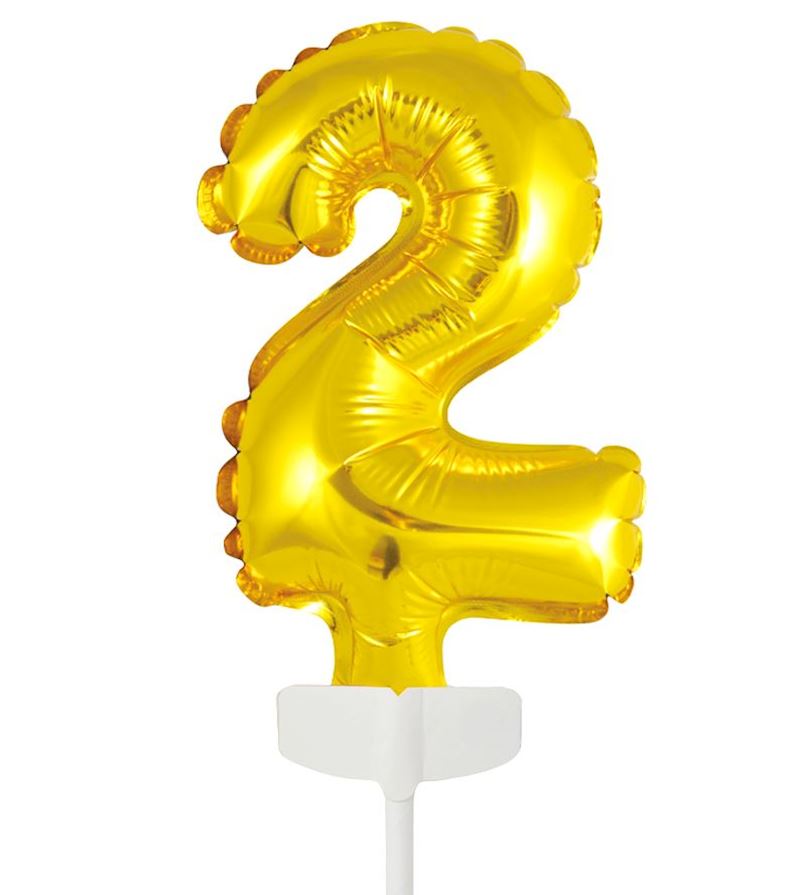Globo Foil Número Dorado Topper para Tarta 13 cm 0 al 9