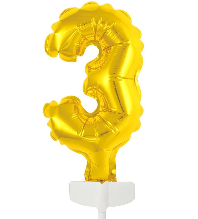 Globo Foil Número Dorado Topper para Tarta 13 cm 0 al 9