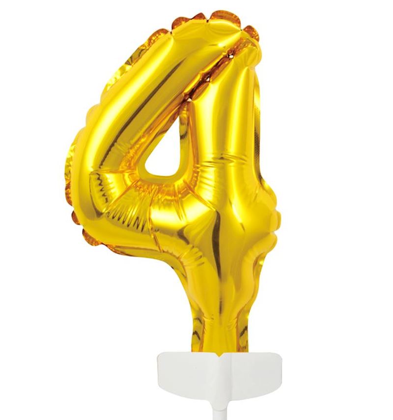 Globo Foil Número Dorado Topper para Tarta 13 cm 0 al 9