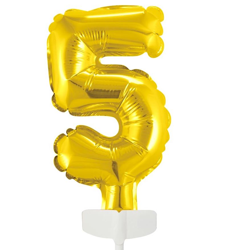 Globo Foil Número Dorado Topper para Tarta 13 cm 0 al 9