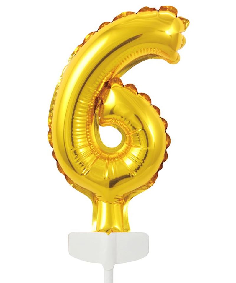 Globo Foil Número Dorado Topper para Tarta 13 cm 0 al 9