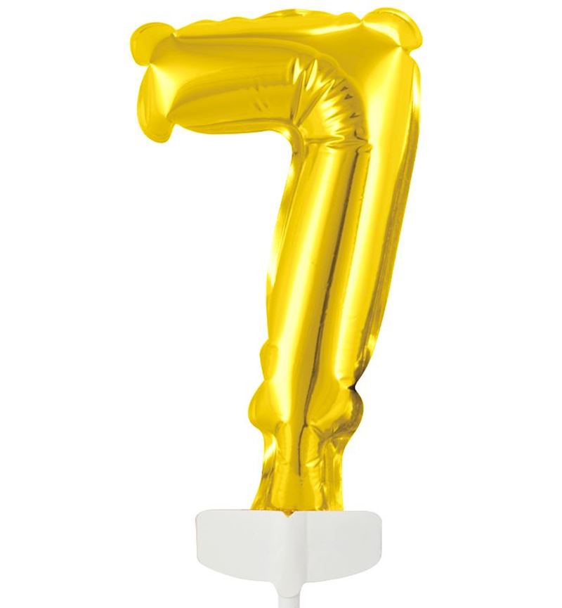 Globo Foil Número Dorado Topper para Tarta 13 cm 0 al 9
