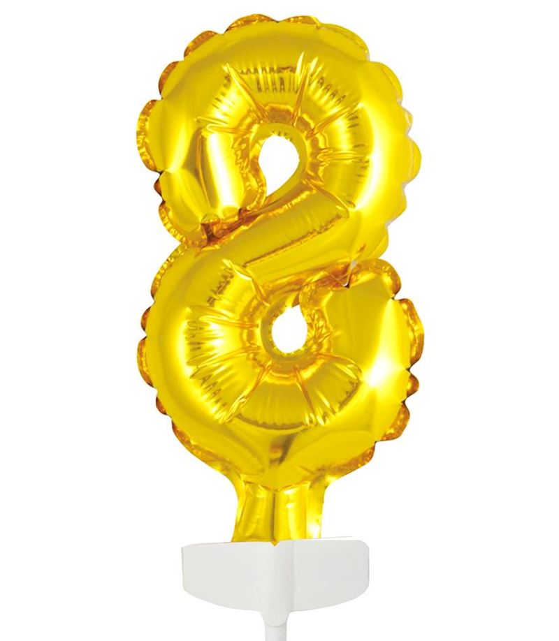 Globo Foil Número Dorado Topper para Tarta 13 cm 0 al 9
