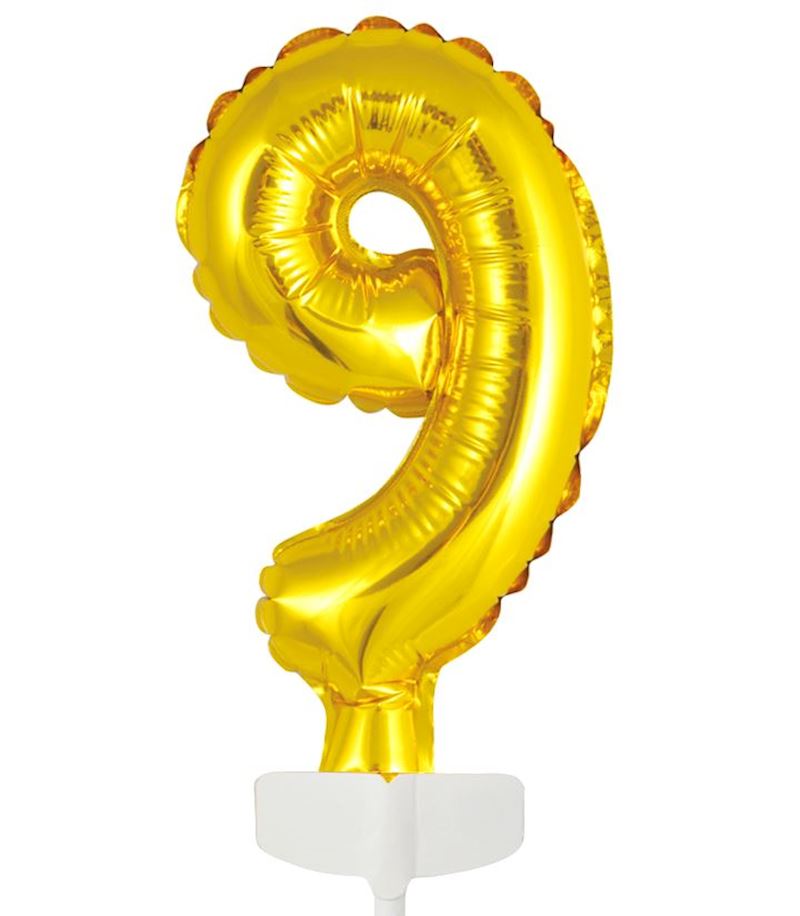 Globo Foil Número Dorado Topper para Tarta 13 cm 0 al 9