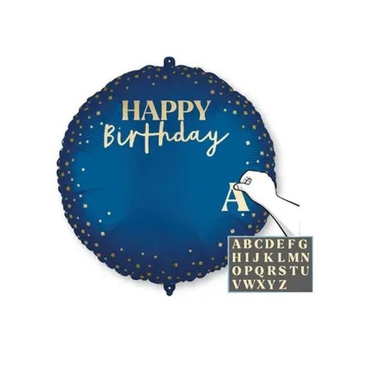 Globo Foil Happy Birthday Personalizable 46 cm – Azul