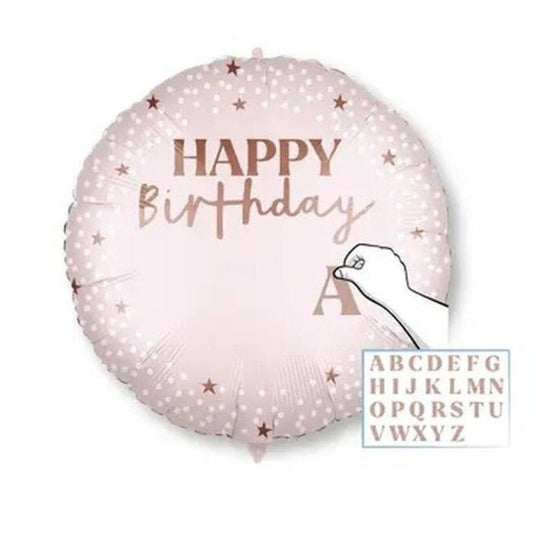 Globo Foil Happy Birthday Personalizable 46 cm – Rosa