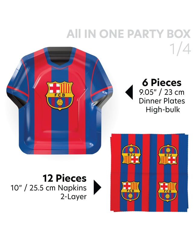 Vajilla Desechable FC Barcelona – Kit 44 Piezas para 6 Personas