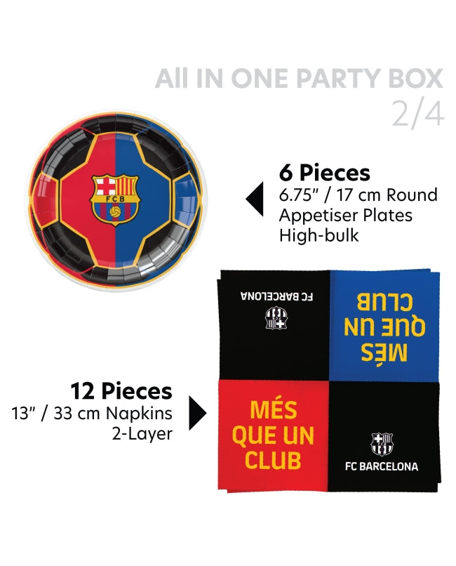 Vajilla Desechable FC Barcelona – Kit 44 Piezas para 6 Personas
