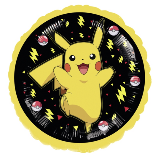 Globo Foil Pokémon Negro y Amarillo 43 cm