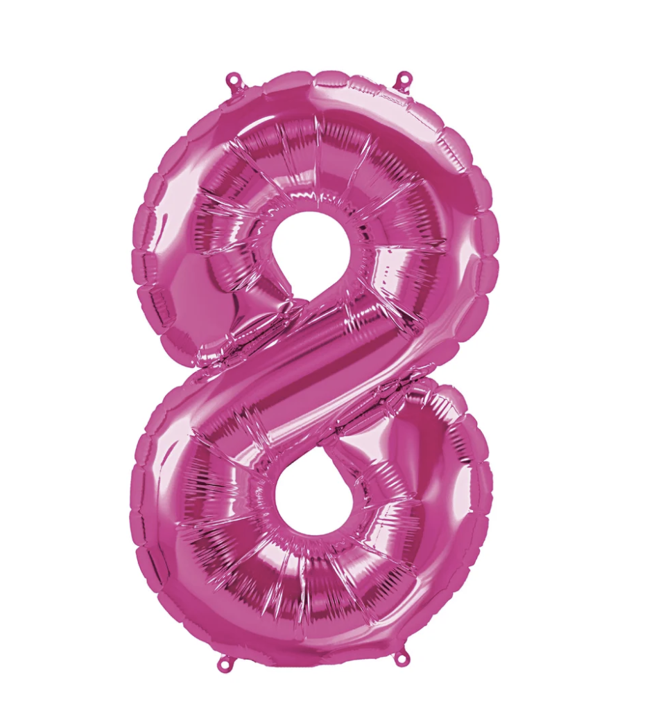 Globo Foil Número Gigante Aluminio 100cm (40") Fusia