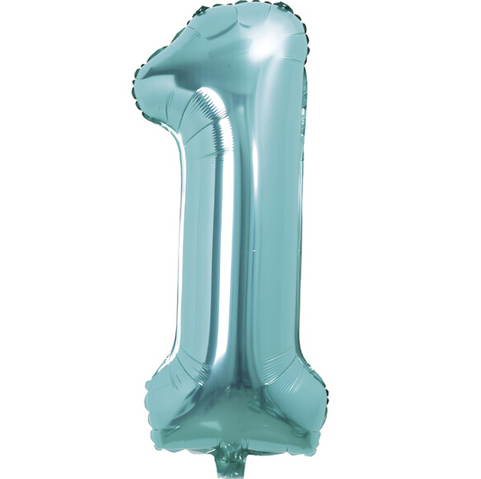 Globo Foil Número Gigante Aluminio 100cm (40") Turquesa