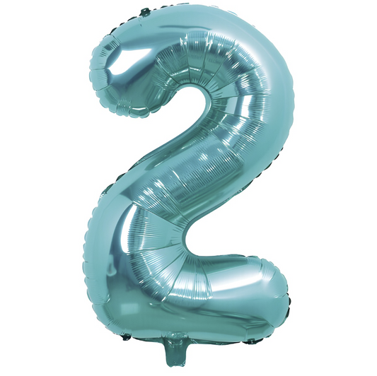 Globo Foil Número Gigante Aluminio 100cm (40") Turquesa
