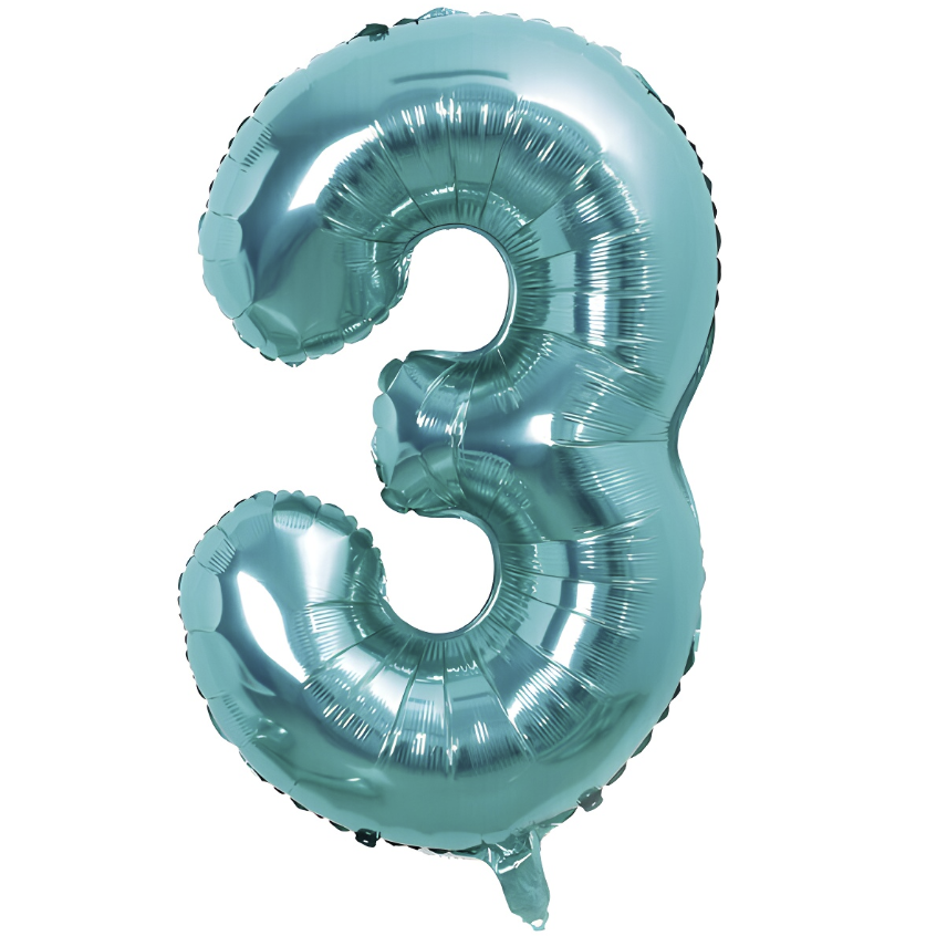 Globo Foil Número Gigante Aluminio 100cm (40") Turquesa