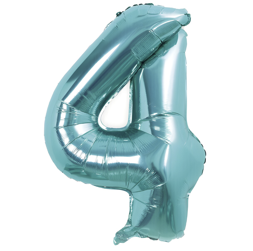 Globo Foil Número Gigante Aluminio 100cm (40") Turquesa