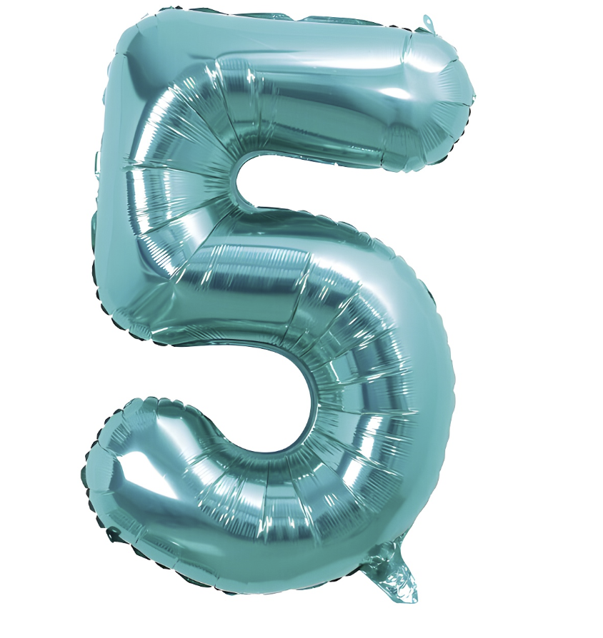 Globo Foil Número Gigante Aluminio 100cm (40") Turquesa