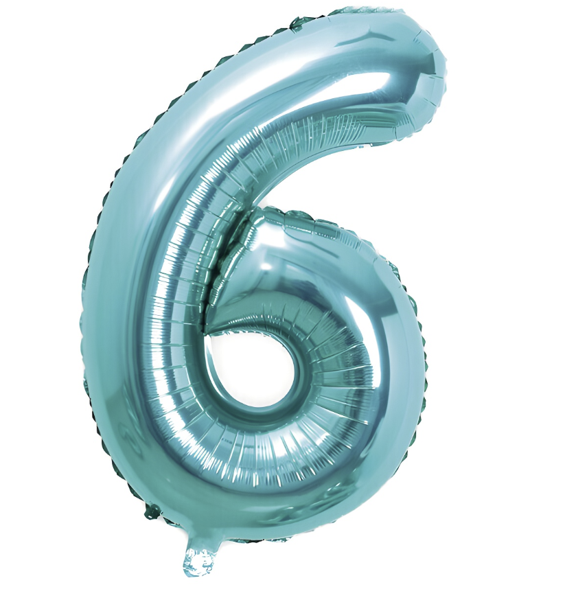 Globo Foil Número Gigante Aluminio 100cm (40") Turquesa