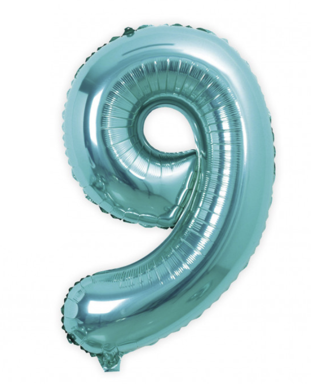 Globo Foil Número Gigante Aluminio 100cm (40") Turquesa
