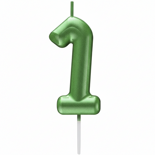 Vela Números 0-9 Verde 6cm