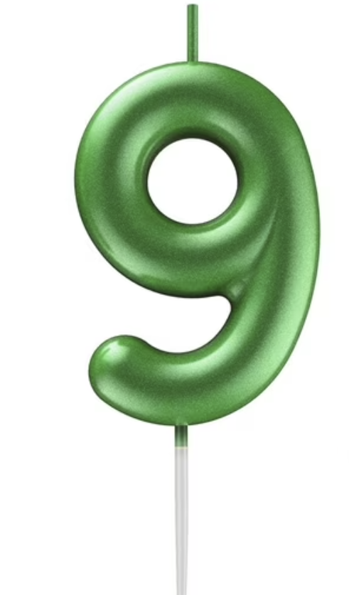 Vela Números 0-9 Verde 6cm