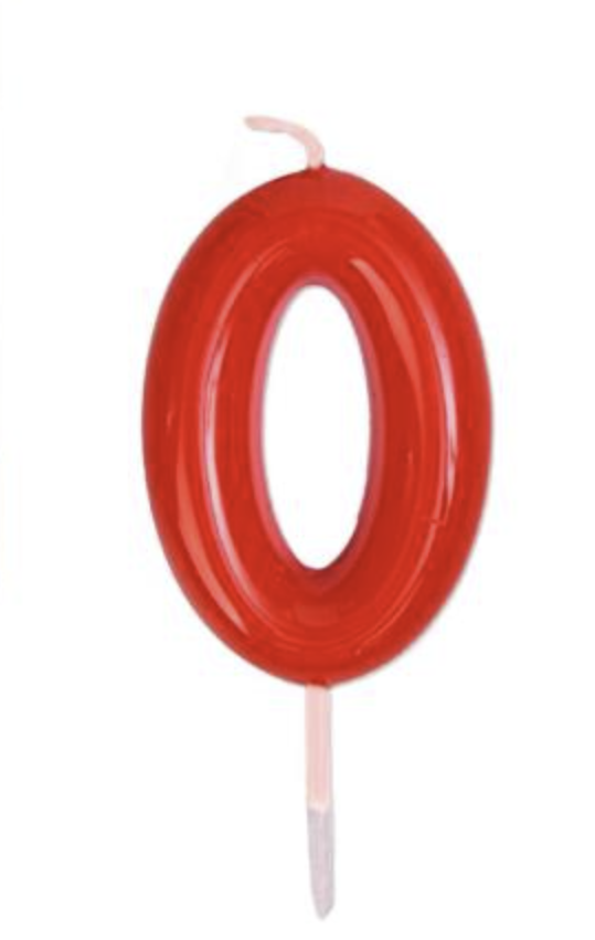 Vela Número0-9 Rojo 6cm