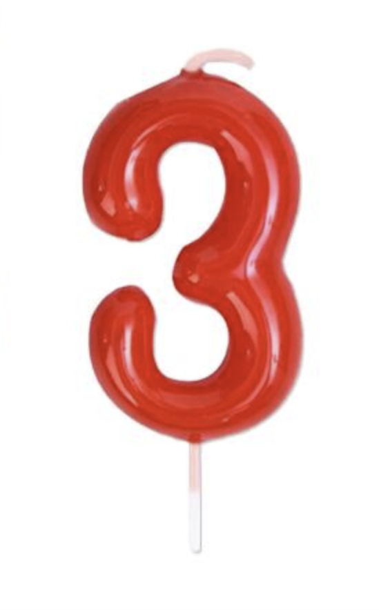 Vela Número0-9 Rojo 6cm
