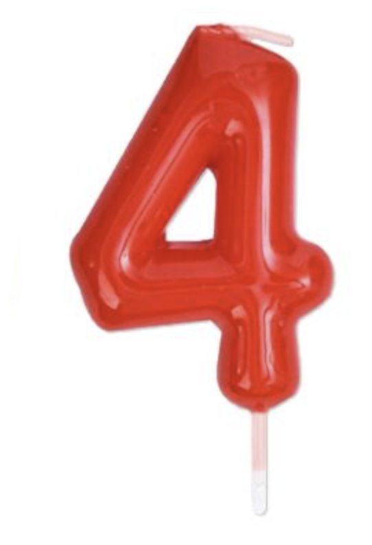Vela Número0-9 Rojo 6cm