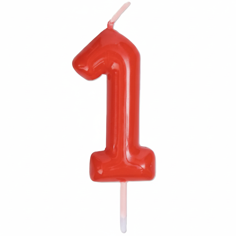 Vela Número0-9 Rojo 6cm
