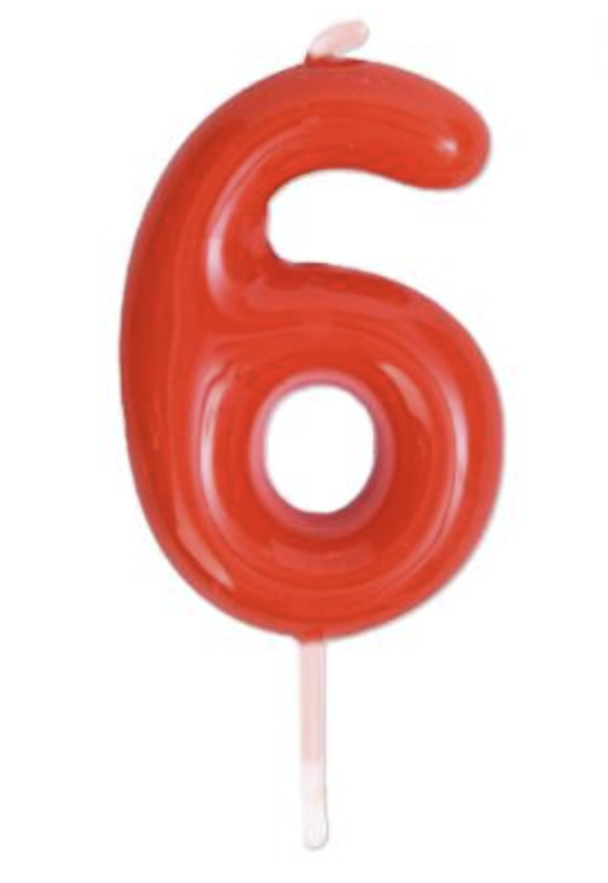 Vela Número0-9 Rojo 6cm