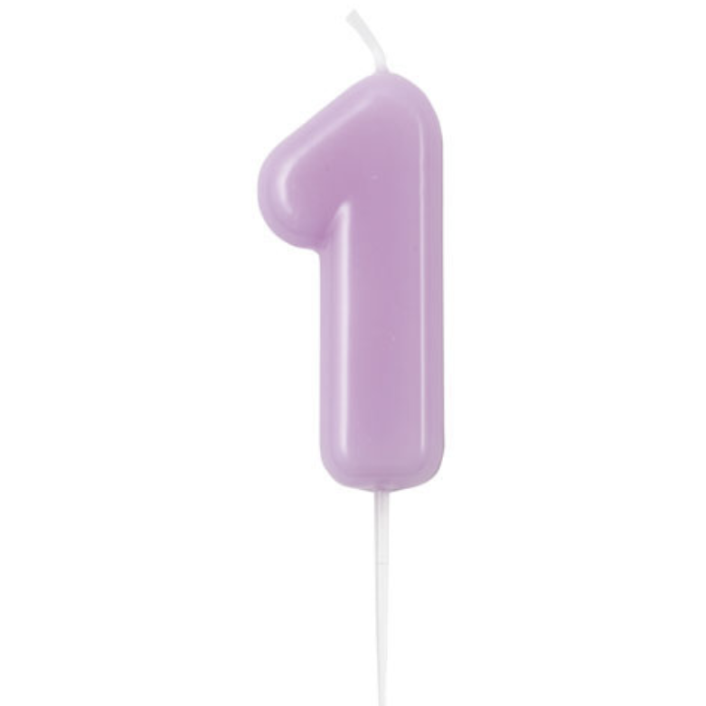 Vela Números 0-9 Morado Claro 6cm
